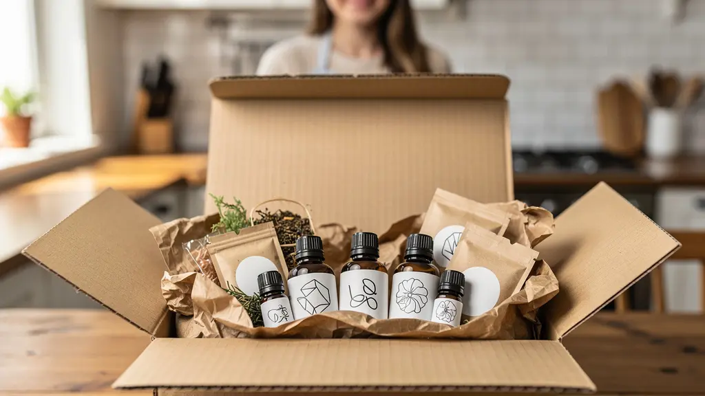 Colis de produits d'herboristerie livré à domicile avec plantes médicinales